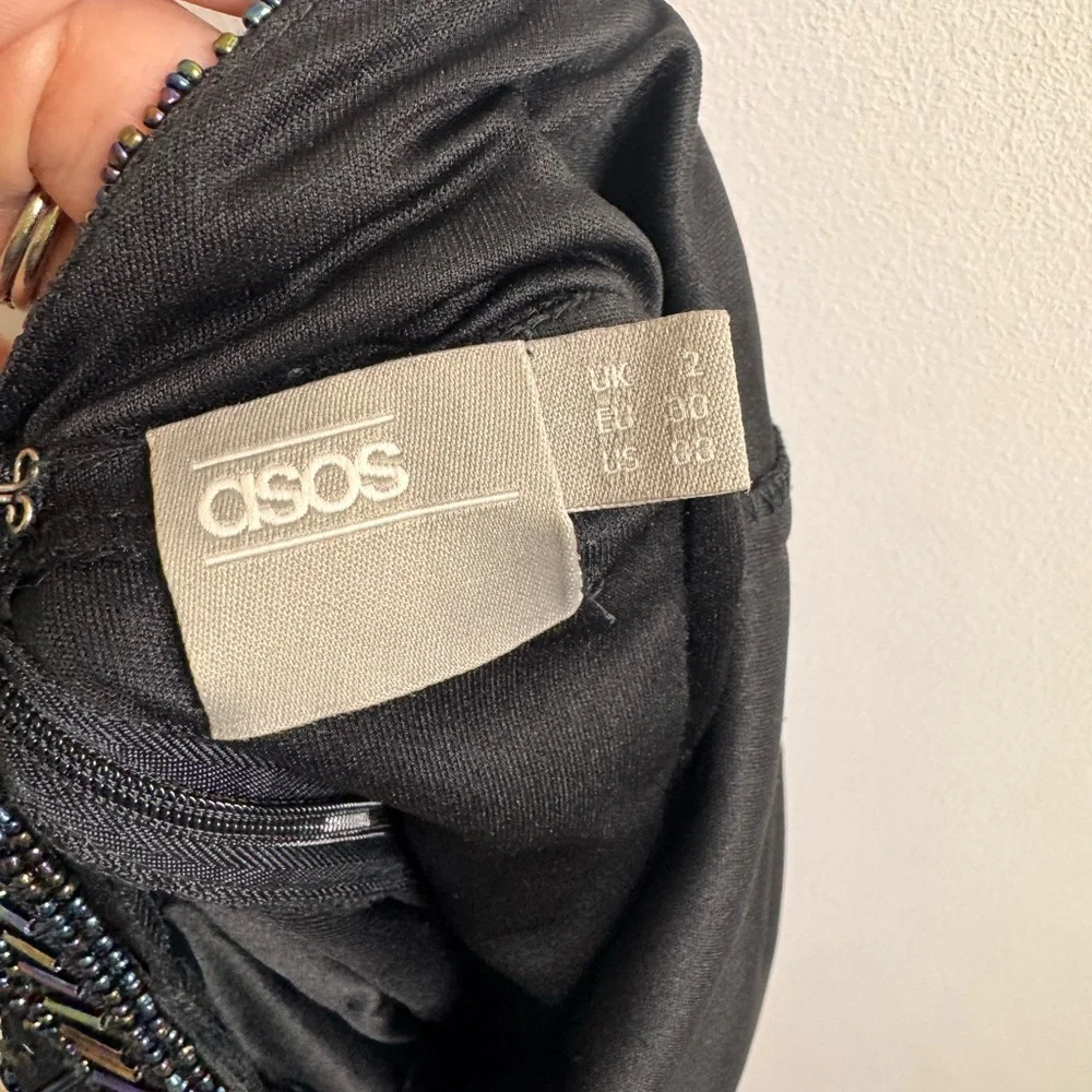 ASOS Elegant Black Dress with Beaded Accents - Picture 4 of 5